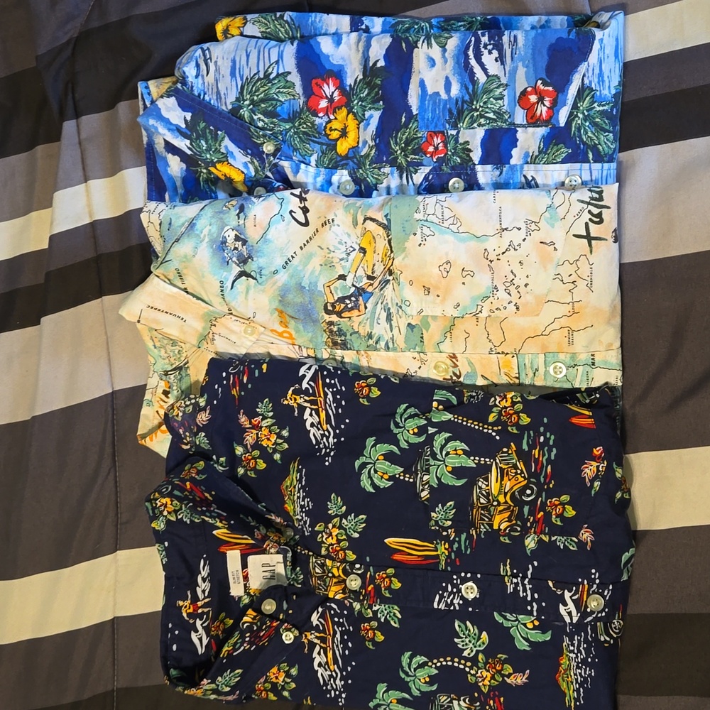 3 Slim Fit Strech Gap Hawaiin Shirts